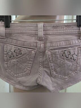 Nwot Miss Me Opera Mauve Lace-Up Back Pocket Denim Shorts Sz. 23